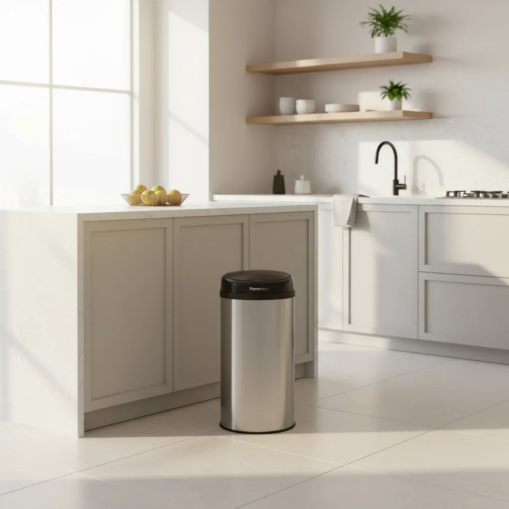 HomeMax 30L Silver Sensor Bin Round