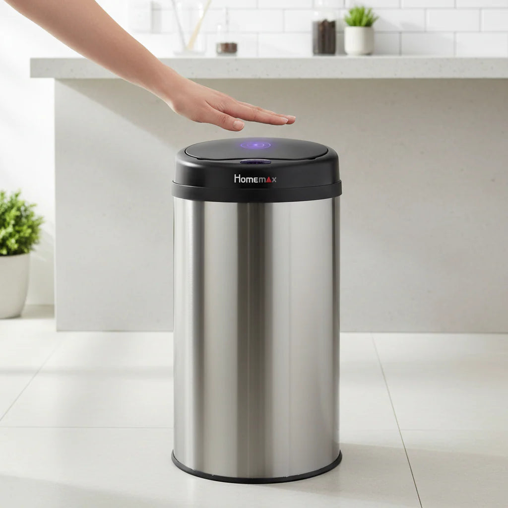 HomeMax 30L Silver Sensor Bin Round