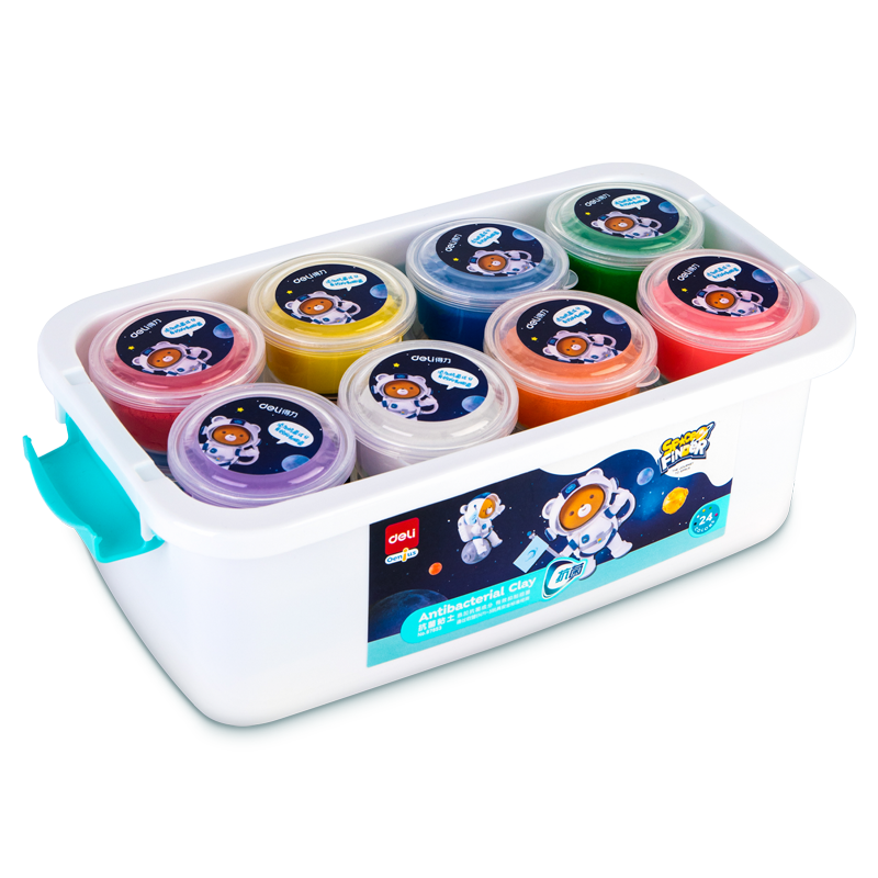 Deli Kids Modeling Clay 24-Color Tubs in Storage Box