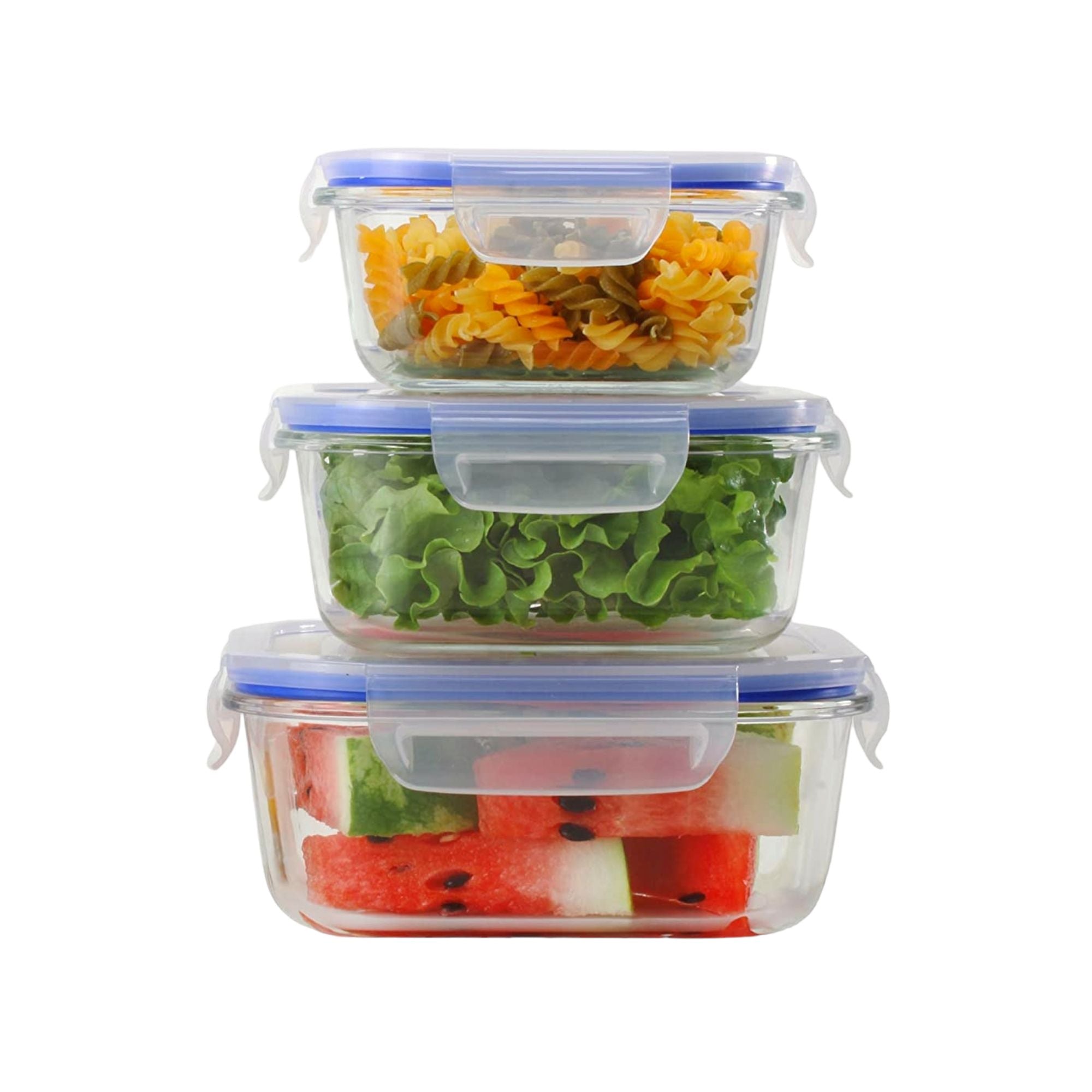 Food Storage Saver Clip Lock Square Lunch Box 3pc Set