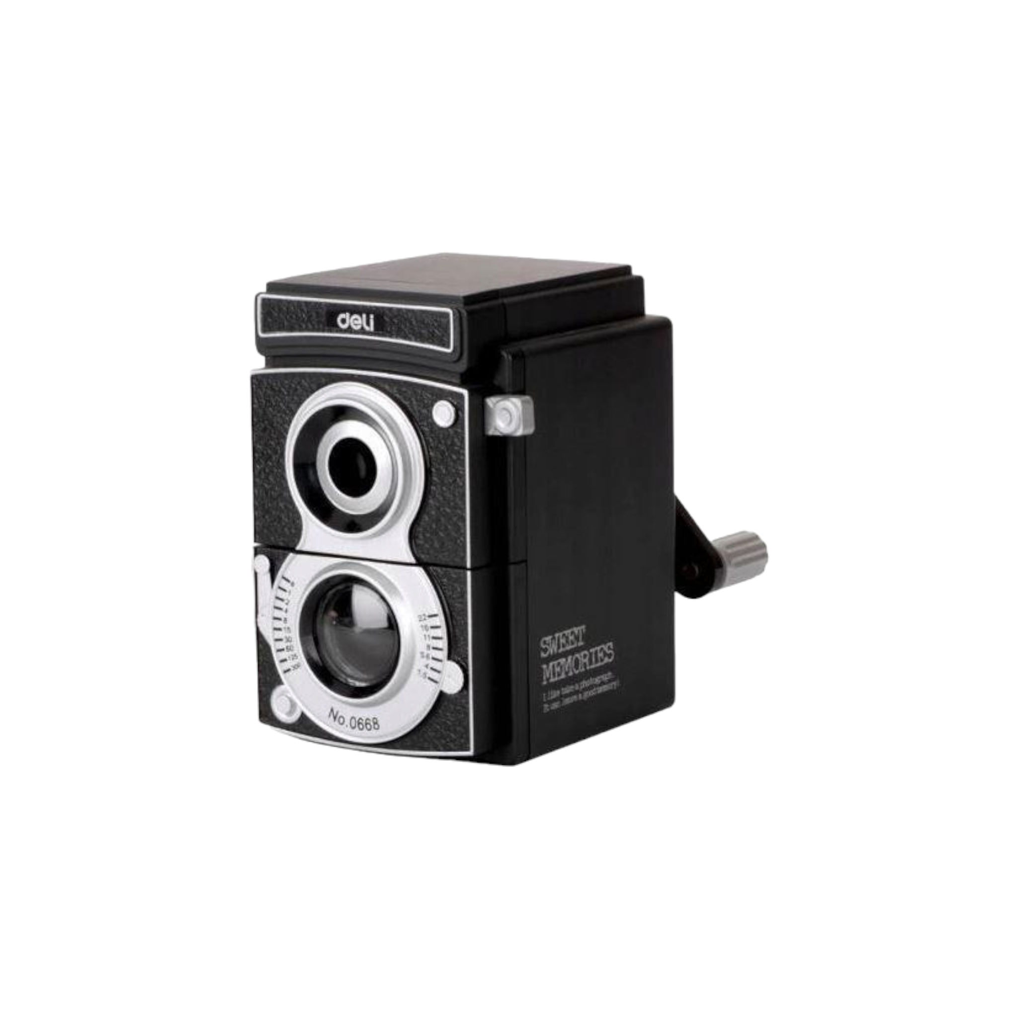 Deli Retro Sharpener- Mechencial Hand Rotary Sharpener Vintage Camera Style