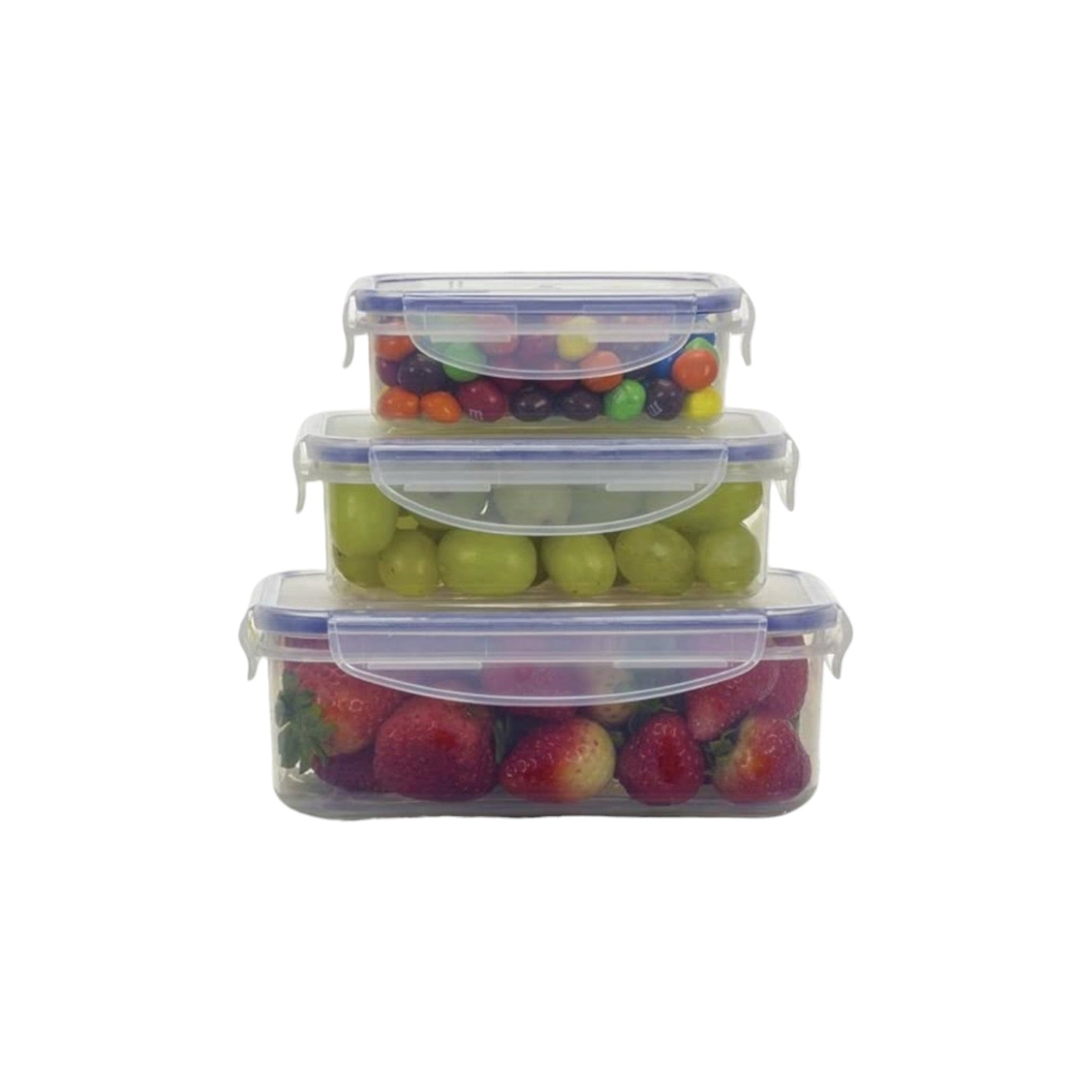 Food Storage Saver Clip Lock Lunch Box Rectangular 3pc Set